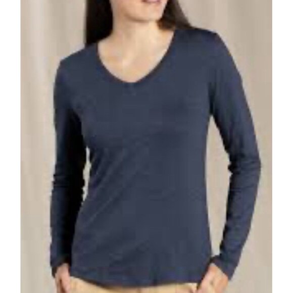 SEG"MENTS long sleeve 100% merino wool top v-neck black wash size Small A001314 - Picture 1 of 7